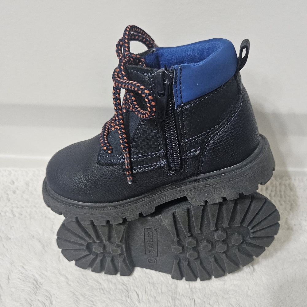 Carter's Toddler Boy's Lacy Up Faux Leather Roy Boots Size: 7M Navy